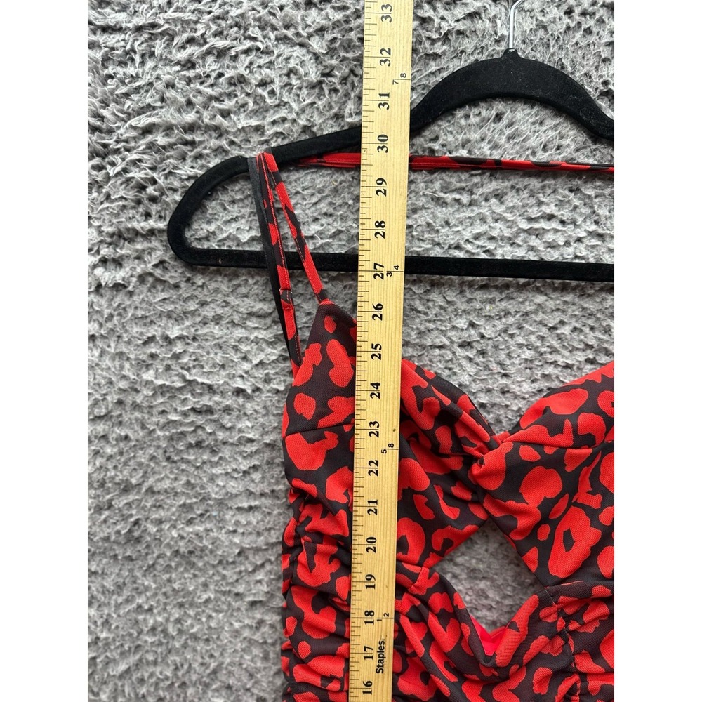 NWT Michael Costello x Revolve Afton Mini Dress Red Black Leopard Womens Size XS - Picture 10 of 11